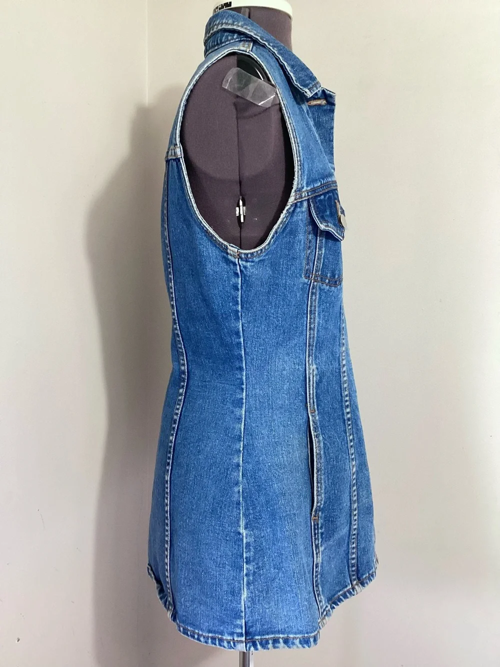 Nada Nuff Vtg Button Up Jean Denim Mini Dress Jrs M - Picture 4 of 15